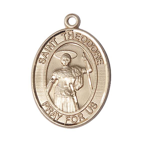 14KT GOLD ST THEODORE STRATELATES MEDAL - 1" x 3/4"