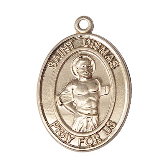 14KT GOLD ST DISMAS MEDAL - 1" x 3/4"