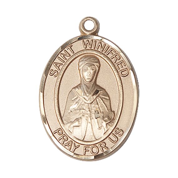 14KT GOLD ST WINIFRED OF WALES MEDAL - 1" x 3/4"