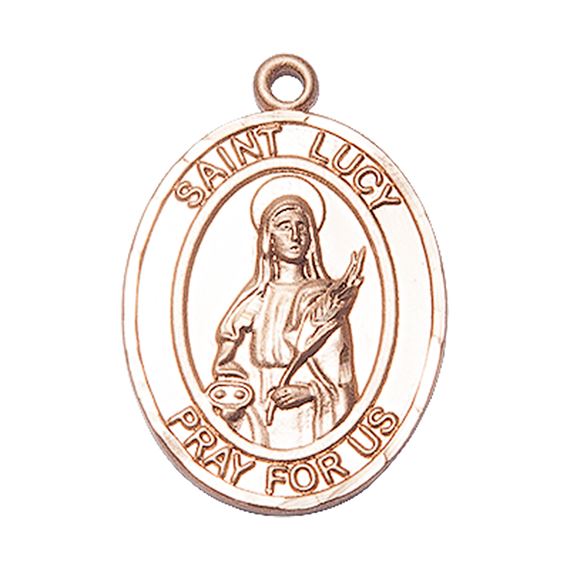 14KT GOLD ST LUCY MEDAL - 1" x 3/4"