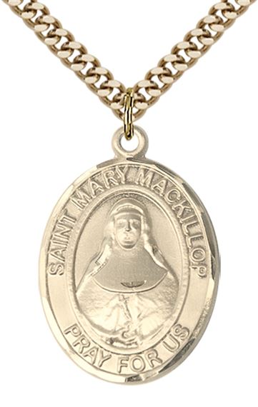 14KT GOLD FILLED ST MARY MACKILLOP PENDANT WITH CHAIN - 1" x 3/4"