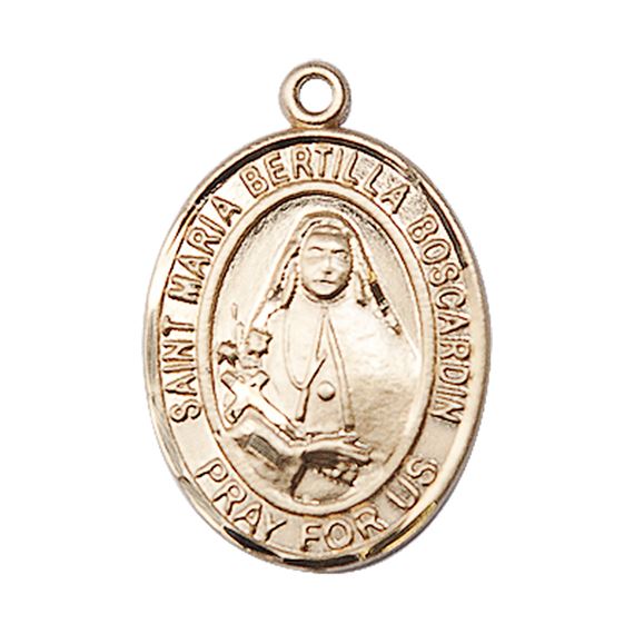 14KT GOLD ST MARIA BERTILLA BOSCARDIN MEDAL - 1" x 3/4"