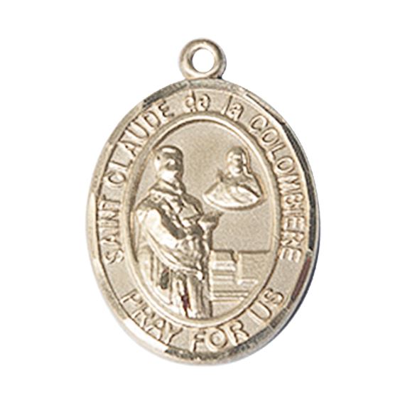 14KT GOLD ST CLAUDE DE LA COLOMBIERE MEDAL - 1" x 3/4"