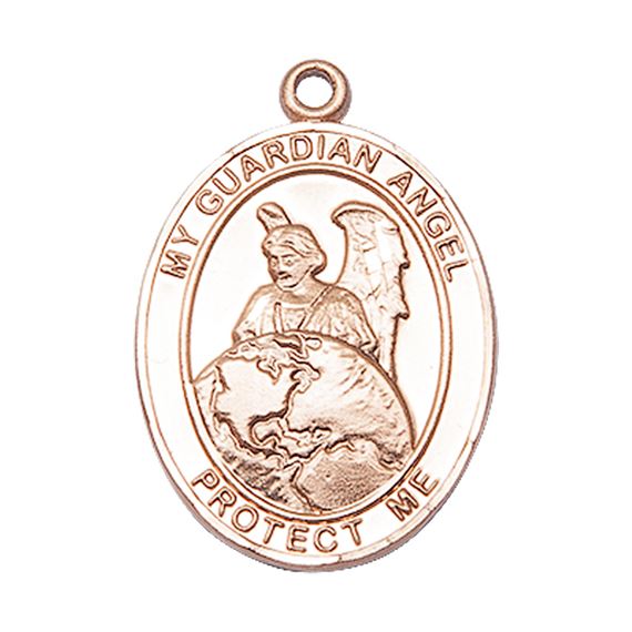 14KT GOLD GUARDIAN ANGEL PROTECTOR MEDAL - 1" x 3/4"