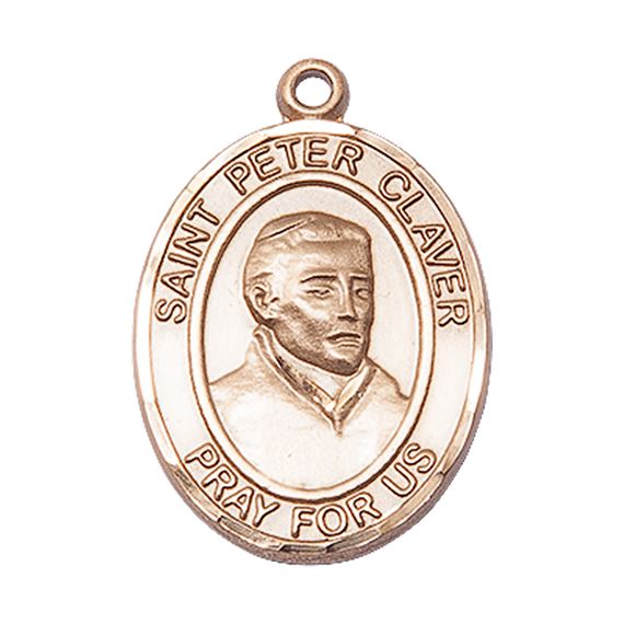 14KT GOLD ST PETER CLAVER MEDAL - 1" x 3/4"
