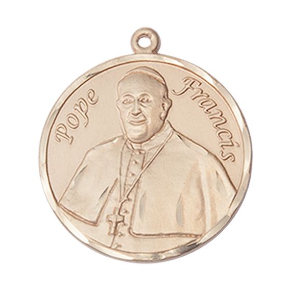 14KT GOLD POPE FRANCIS MEDAL - 1" x 7/8"