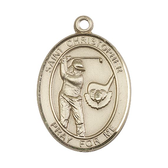 14KT GOLD ST CHRISTOPHER GOLF MEDAL - 1" x 3/4"
