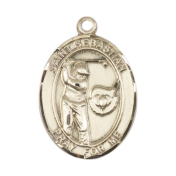 14KT GOLD ST SEBASTIAN GOLF MEDAL - 1" x 3/4"