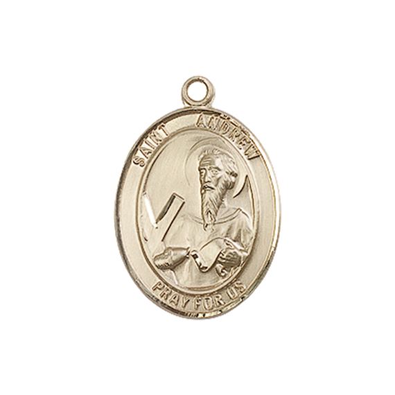 14KT GOLD ST ANDREW THE APOSTLE MEDAL - 3/4" x 1/2"