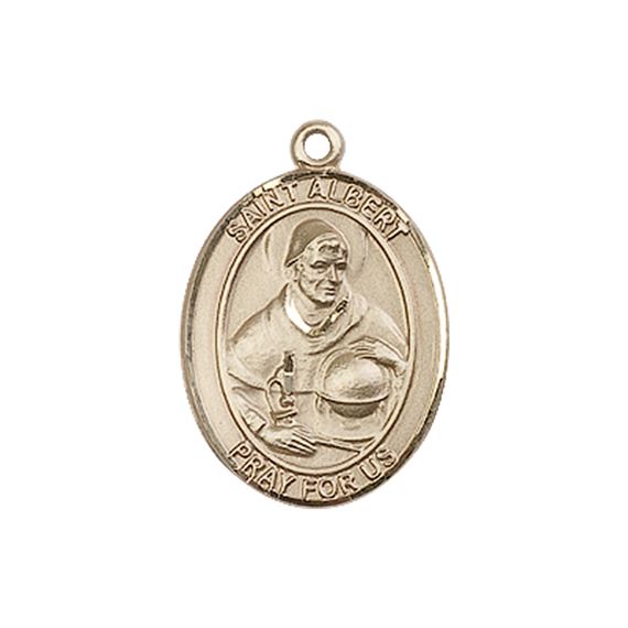 14KT GOLD ST ALBERT THE GREAT MEDAL - 3/4" x 1/2"