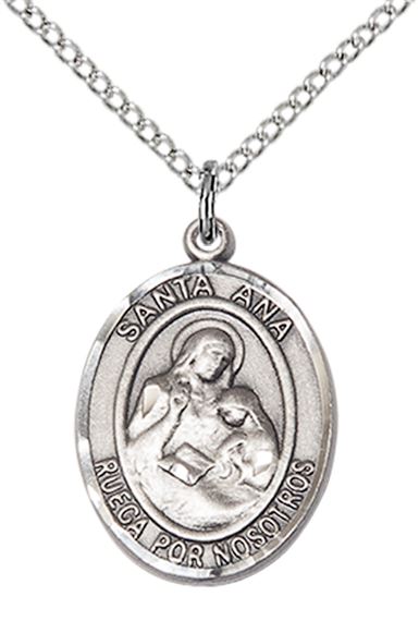 STERLING SILVER SANTA ANA PENDANT WITH CHAIN - 3/4" x 1/2"