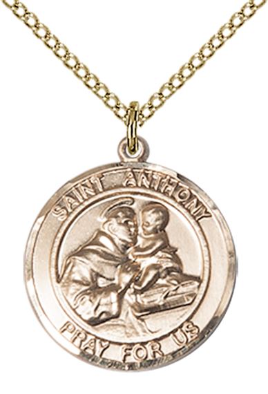 14KT GOLD FILLED ST ANTHONY PENDANT WITH CHAIN - 3/4" x 5/8"