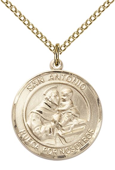 14KT GOLD FILLED SAN ANTONIO PENDANT WITH CHAIN - 3/4" x 5/8"