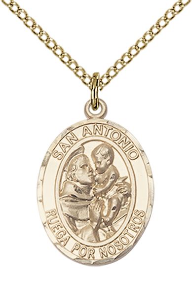 14KT GOLD FILLED SAN ANTONIO PENDANT WITH CHAIN - 3/4" x 1/2"