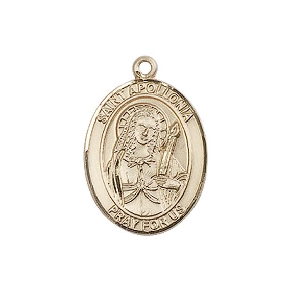 14KT GOLD ST APOLLONIA MEDAL - 3/4" x 1/2"