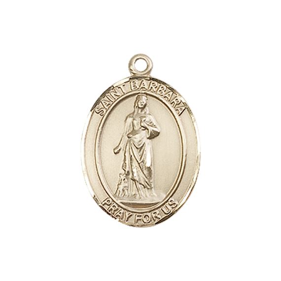 14KT GOLD ST BARBARA MEDAL - 3/4" x 1/2"