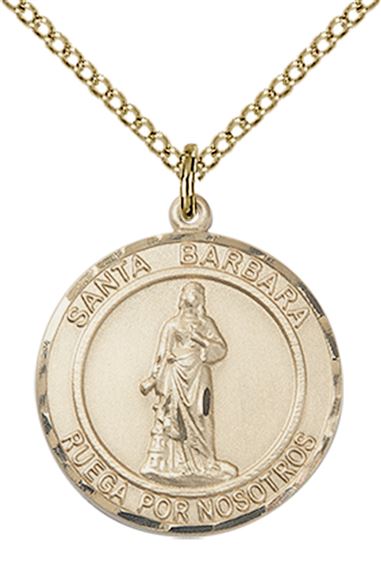 14KT GOLD FILLED SANTA BARBARA PENDANT WITH CHAIN - 3/4" x 5/8"