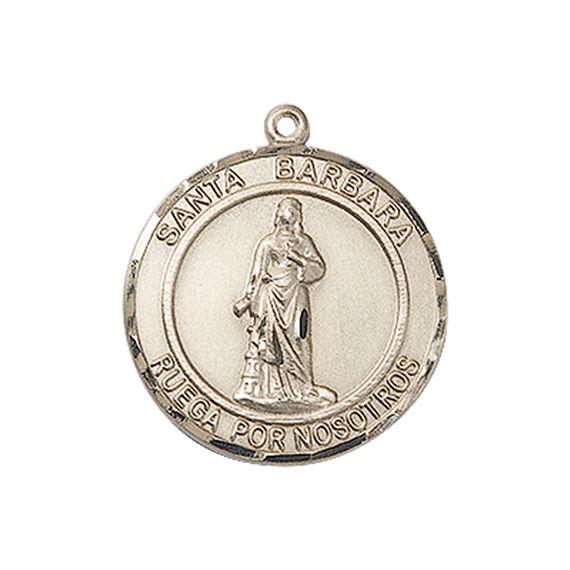 14KT GOLD SANTA BARBARA MEDAL - 3/4" x 5/8"