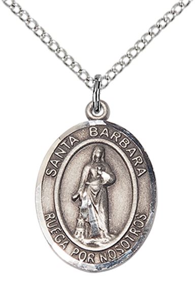 STERLING SILVER SANTA BARBARA PENDANT WITH CHAIN - 3/4" x 1/2"