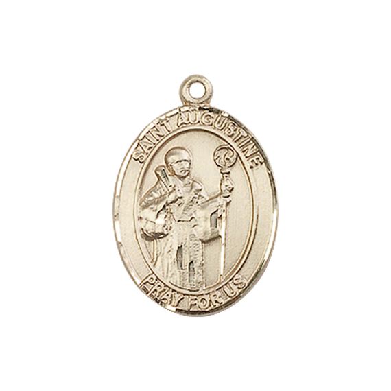14KT GOLD ST AUGUSTINE MEDAL - 3/4" x 1/2"