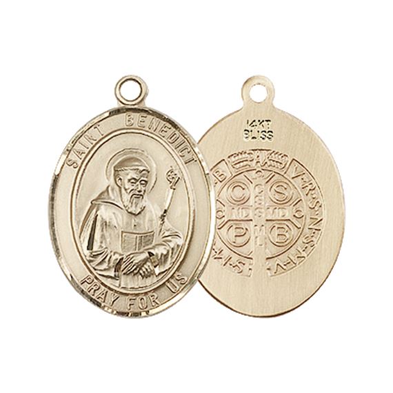 14KT GOLD ST BENEDICT MEDAL - 3/4" x 1/2"