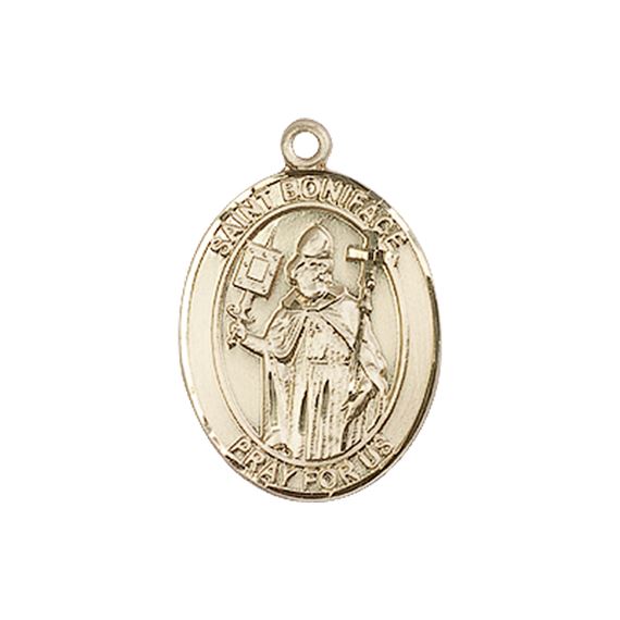 14KT GOLD ST BONIFACE MEDAL - 3/4" x 1/2"