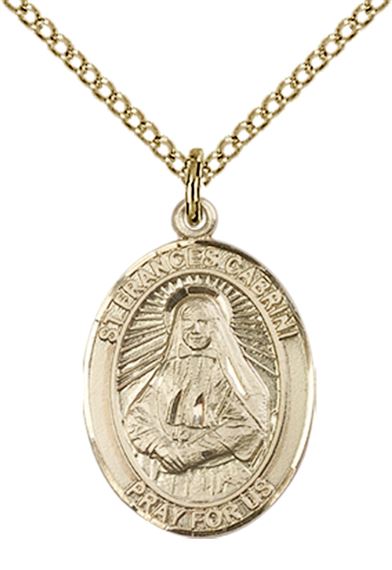 14KT GOLD FILLED ST FRANCES CABRINI PENDANT WITH CHAIN - 3/4" x 1/2"