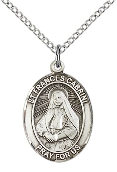 STERLING SILVER ST FRANCES CABRINI PENDANT WITH CHAIN - 3/4" x 1/2"