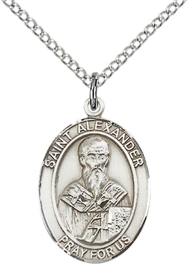 STERLING SILVER ST ALEXANDER SAULI PENDANT WITH CHAIN - 3/4" x 1/2"