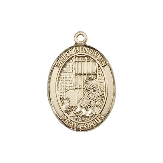 14KT GOLD ST BENJAMIN MEDAL - 3/4" x 1/2"