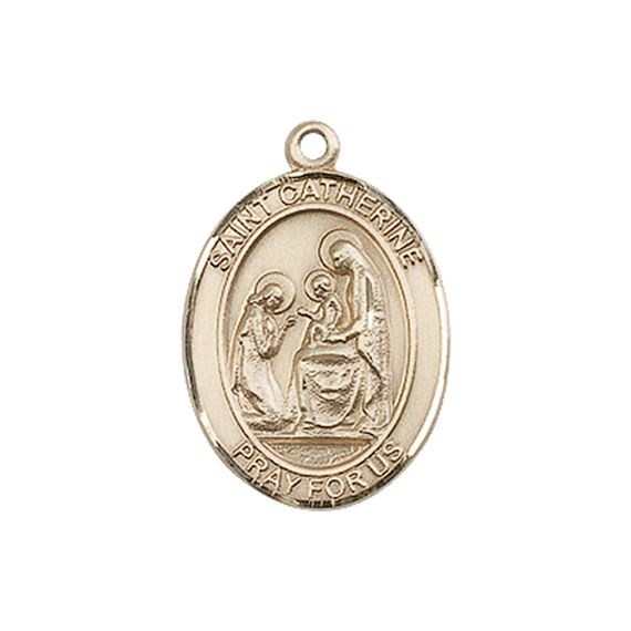 14KT GOLD ST CATHERINE OF SIENA MEDAL - 3/4" x 1/2"