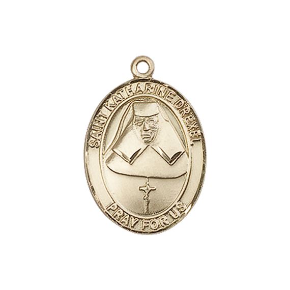 14KT GOLD ST KATHARINE DREXEL MEDAL - 3/4" x 1/2"