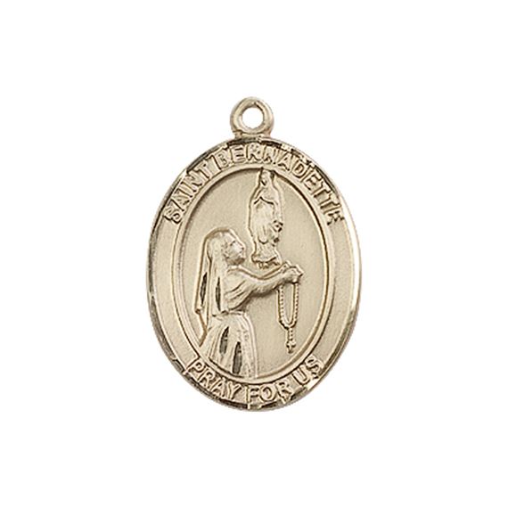 14KT GOLD ST BERNADETTE MEDAL - 3/4" x 1/2"