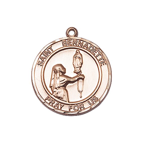 14KT GOLD ST BERNADETTE MEDAL - 3/4" x 5/8"
