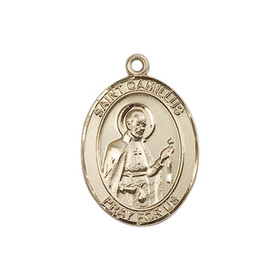 14KT GOLD ST CAMILLUS OF LELLIS MEDAL - 3/4" x 1/2"