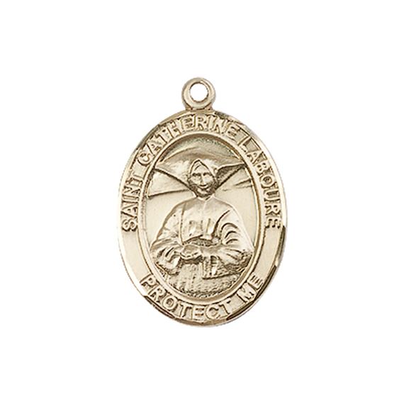 14KT GOLD ST CATHERINE LABOURE MEDAL - 3/4" x 1/2"