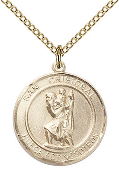 14KT GOLD FILLED SAN CRISTOBAL PENDANT WITH CHAIN - 3/4" x 5/8"