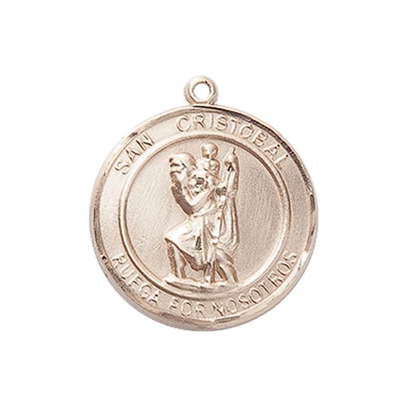 14KT GOLD SAN CRISTOBAL MEDAL - 3/4" x 5/8"