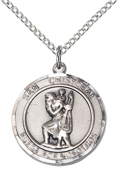 STERLING SILVER SAN CRISTOBAL PENDANT WITH CHAIN - 3/4" x 5/8"