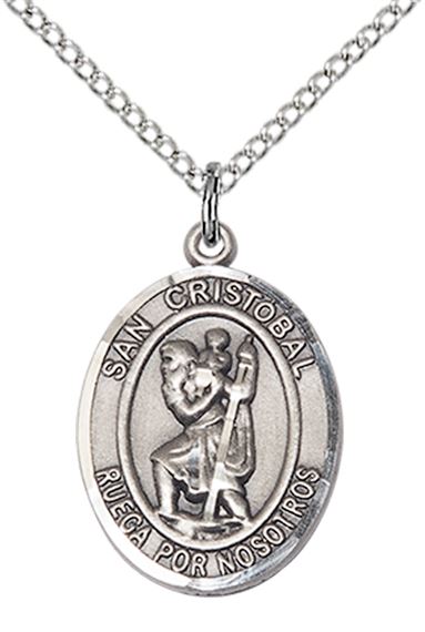 STERLING SILVER SAN CRISTOBAL PENDANT WITH CHAIN - 3/4" x 1/2"