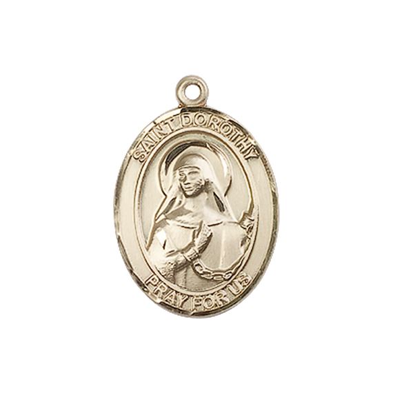 14KT GOLD ST DOROTHY MEDAL - 3/4" x 1/2"