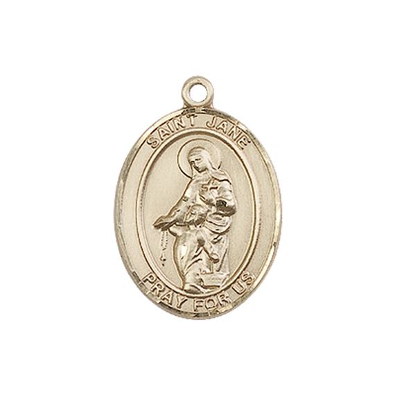 14KT GOLD ST JANE OF VALOIS MEDAL - 3/4" x 1/2"