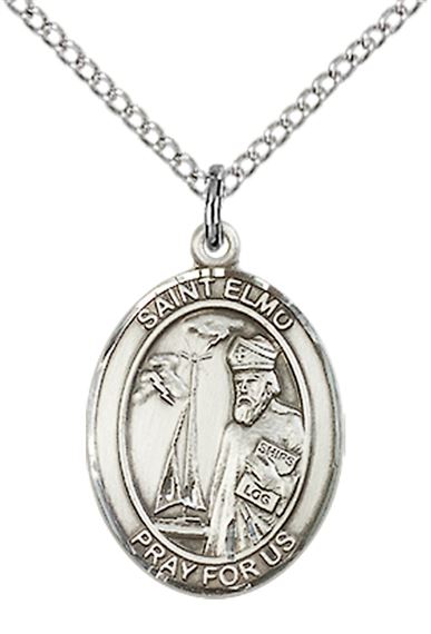 STERLING SILVER ST ELMO PENDANT WITH CHAIN - 3/4" x 1/2"