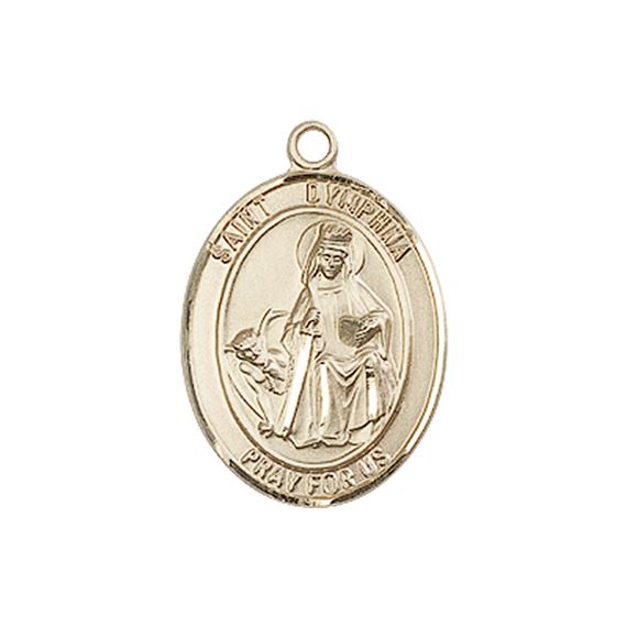 14KT GOLD ST DYMPHNA MEDAL - 3/4" x 1/2"