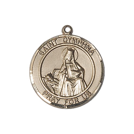 14KT GOLD ST DYMPHNA MEDAL - 3/4" x 5/8"