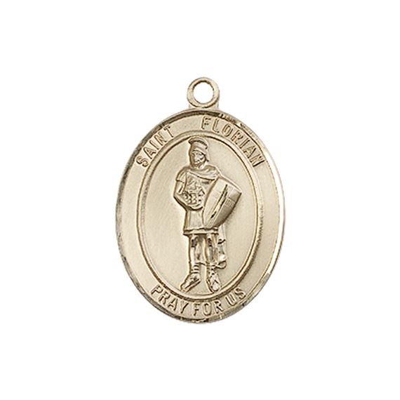 14KT GOLD ST FLORIAN MEDAL - 3/4" x 1/2"