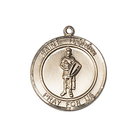 14KT GOLD ST FLORIAN MEDAL - 3/4" x 5/8"