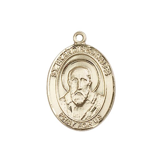 14KT GOLD ST FRANCIS DE SALES MEDAL - 3/4" x 1/2"