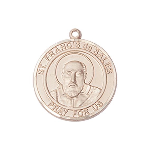 14KT GOLD ST FRANCIS DE SALES MEDAL - 3/4" x 5/8"