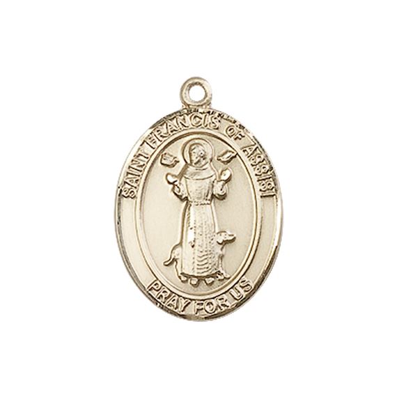 14KT GOLD ST FRANCIS OF ASSISI MEDAL - 3/4" x 1/2"